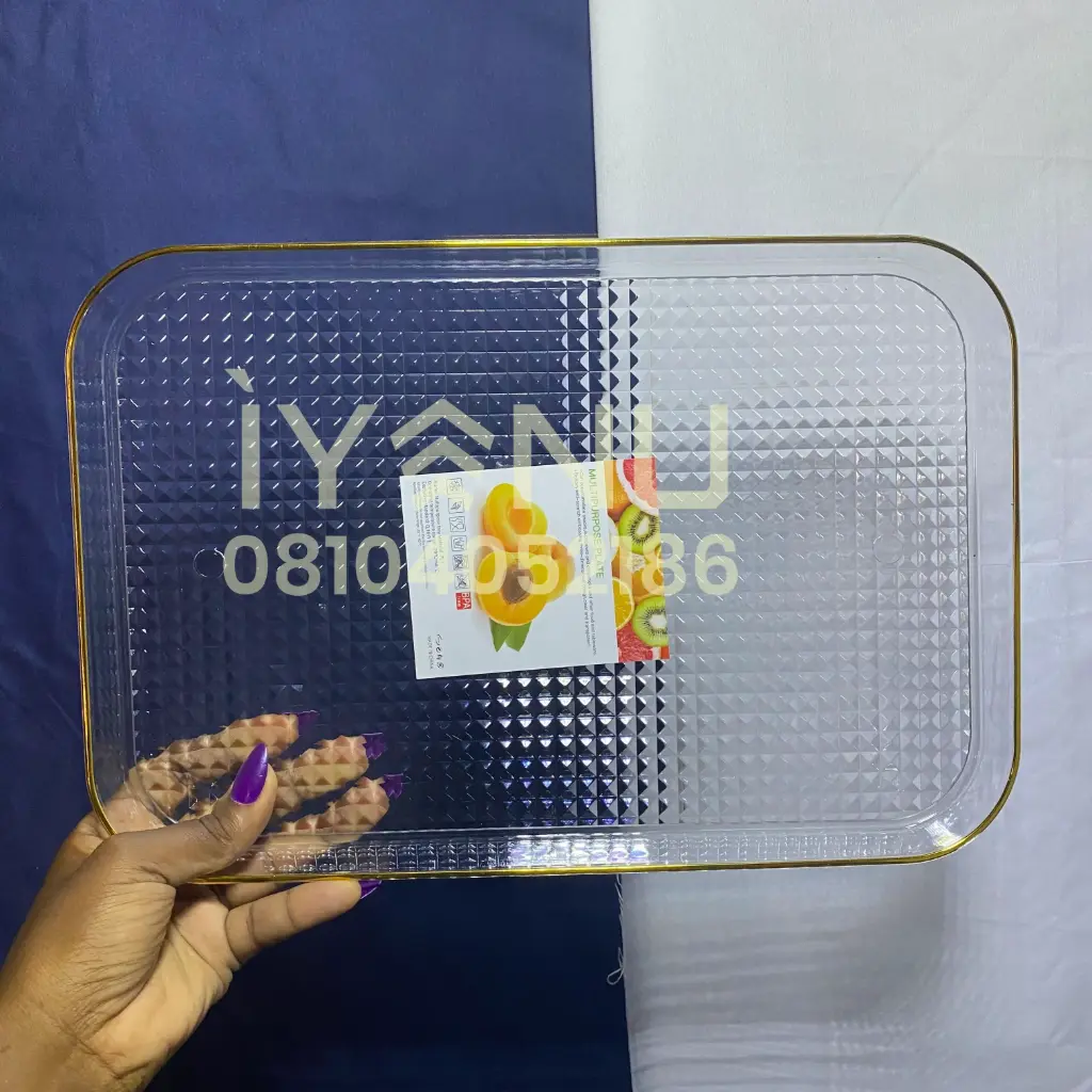 T47 - Acrylic Gold Oval Line Tray (S) [50216]